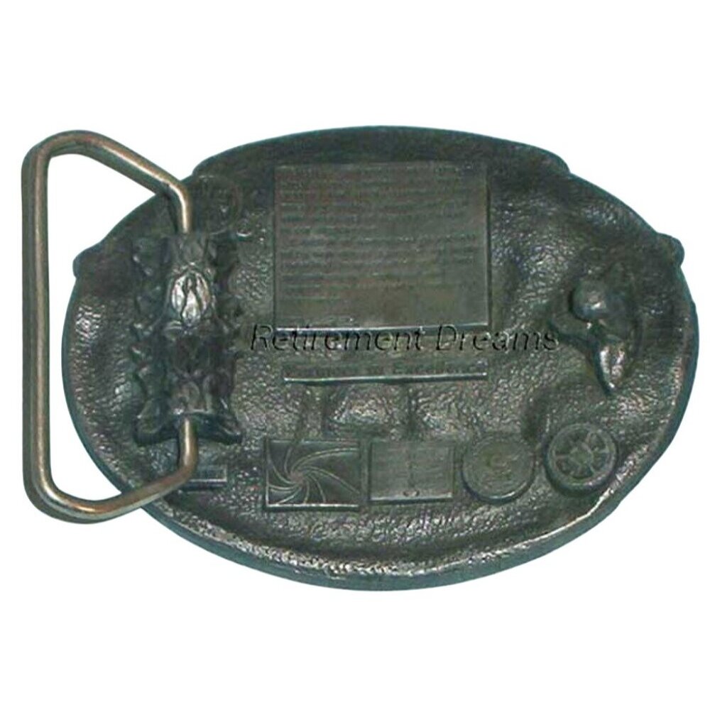 Siskiyou Belt Buckle PEWTER BOEING Electronics Building Corinth Texas DOD VTG - Picture 2 of 3